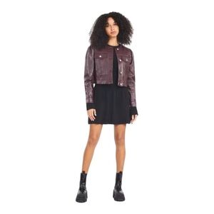 Tanya Taylor Dakota Jacket in Embossed Faux Croc NWT